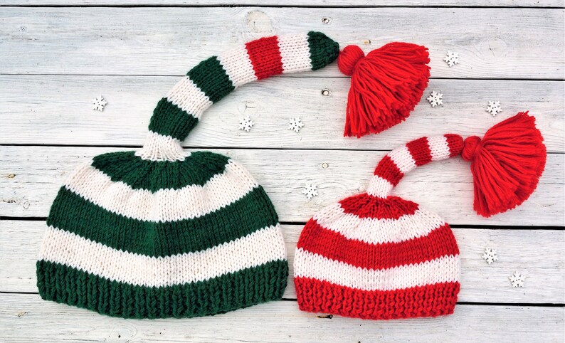 Baby Elf Hat, Newborn Elf Hat, Baby First Christmas, Baby Christmas Outfit, Long Tail Striped Hat, Christmas gift image 5