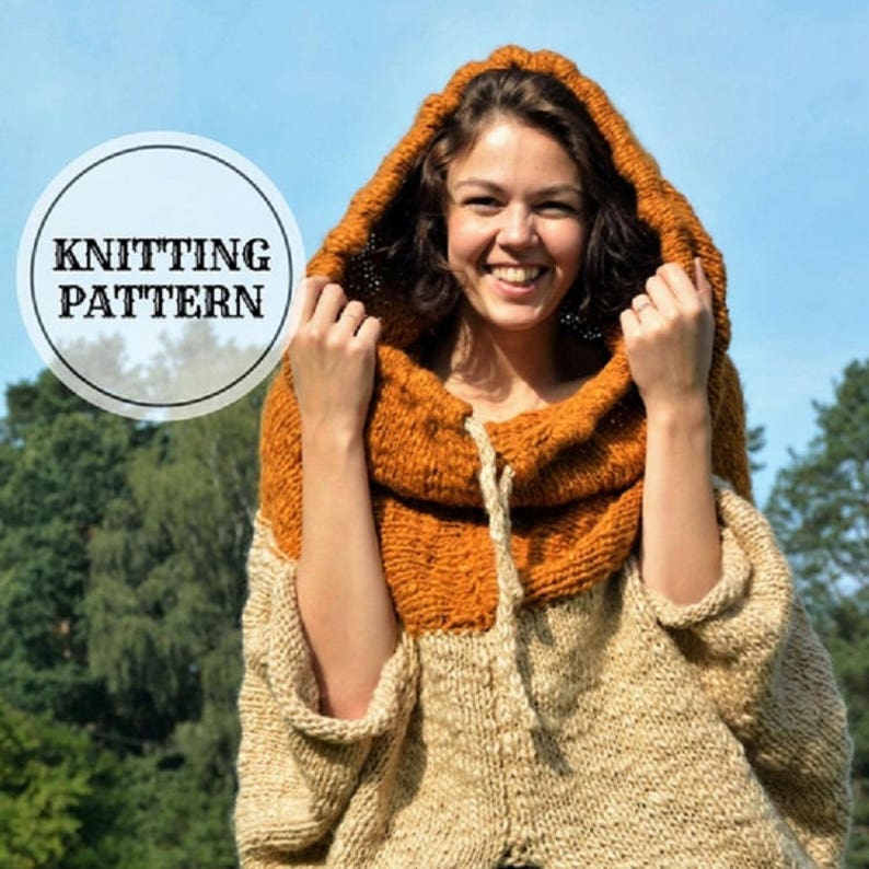 Oversized sweater, PDF knitting pattern ,shrug, over size, plus size, cocoon shrug, hoodie cardigan, knitted cardigan image 1