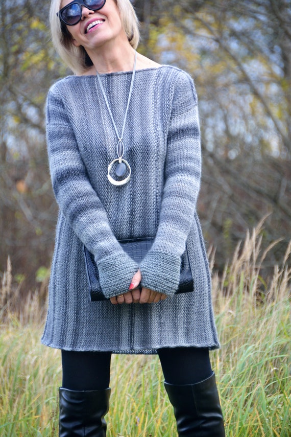 Sueter largo gris sale