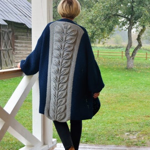 Long Cardigan Knitting Pattern, Bulky Cardigan, Knit Coat, Oversized Cardigan, Chunky Knit, Plus Size Knit image 3