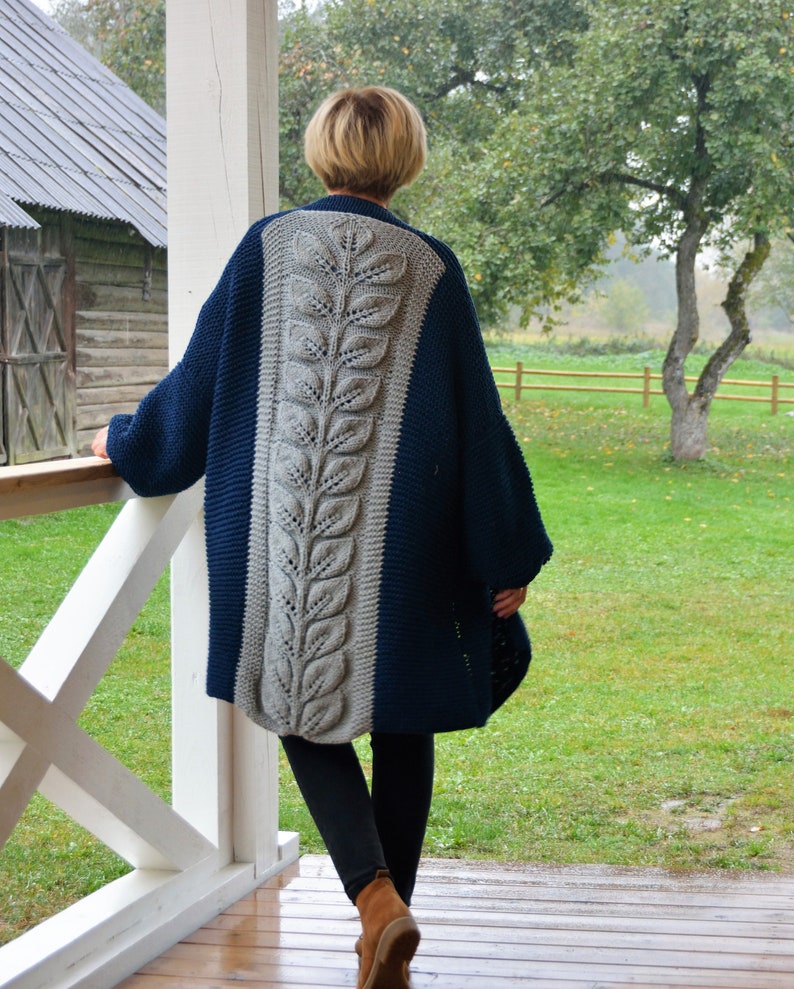 Long Cardigan Knitting Pattern, Bulky Cardigan, Knit Coat, Oversized Cardigan, Chunky Knit, Plus Size Knit image 3