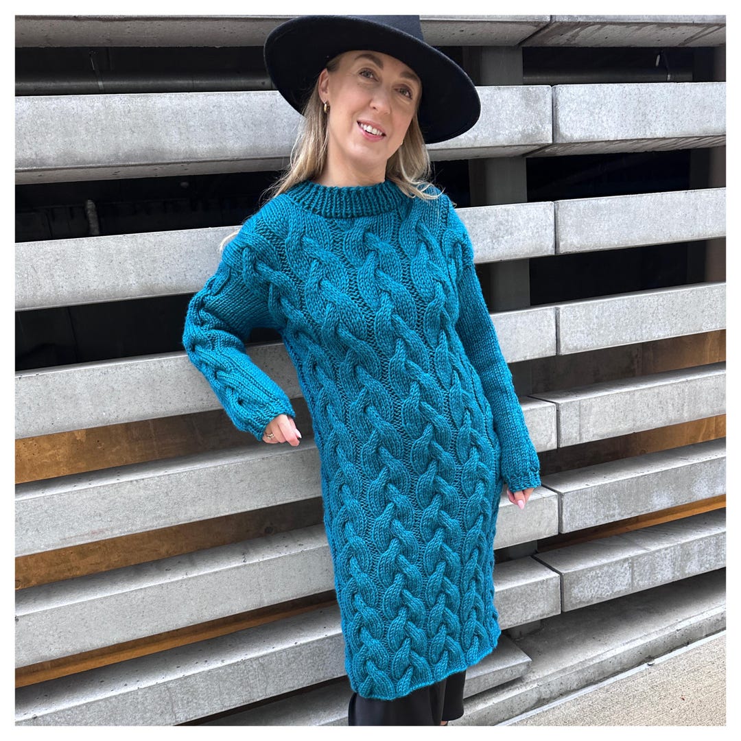 Plus Size Natural White cable knit Dress Winter main image 0