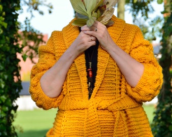 Honeycomb Sleeve Cardigan, Chunky Cardigan Knitting Pattern