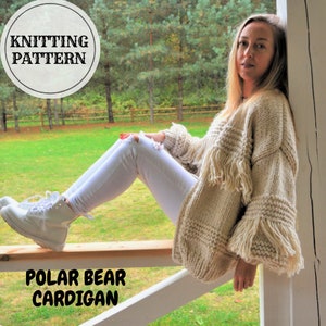 Fringe Chunky Cardigan Knitting Pattern, Oversized Cardigan, Knitting for Beginner, Bulky Knit, Knitwear Pattern