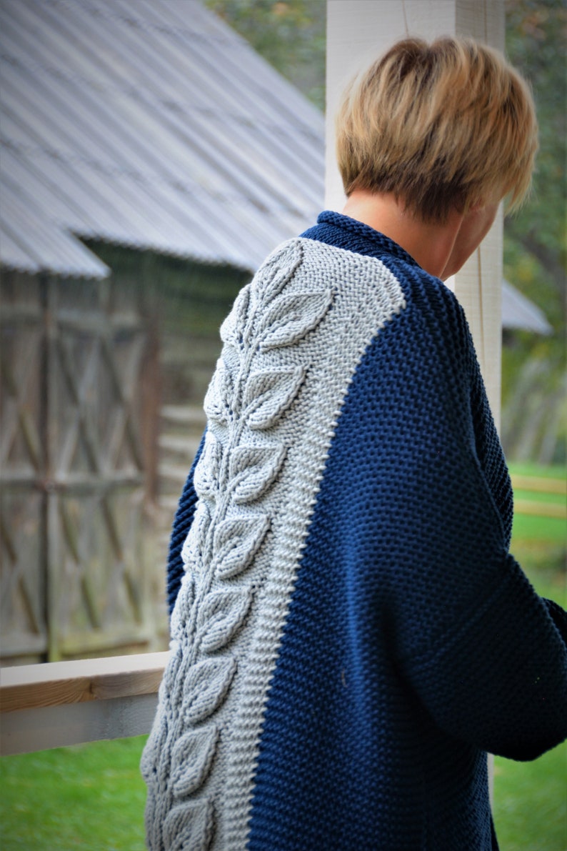 Modèle de tricot de cardigan long, cardigan volumineux, manteau en tricot, cardigan surdimensionné, tricot épais, tricot de grande taille image 7