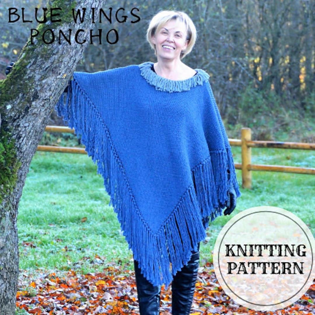 poncho grande taille, poncho à franges, modèle de tricot à