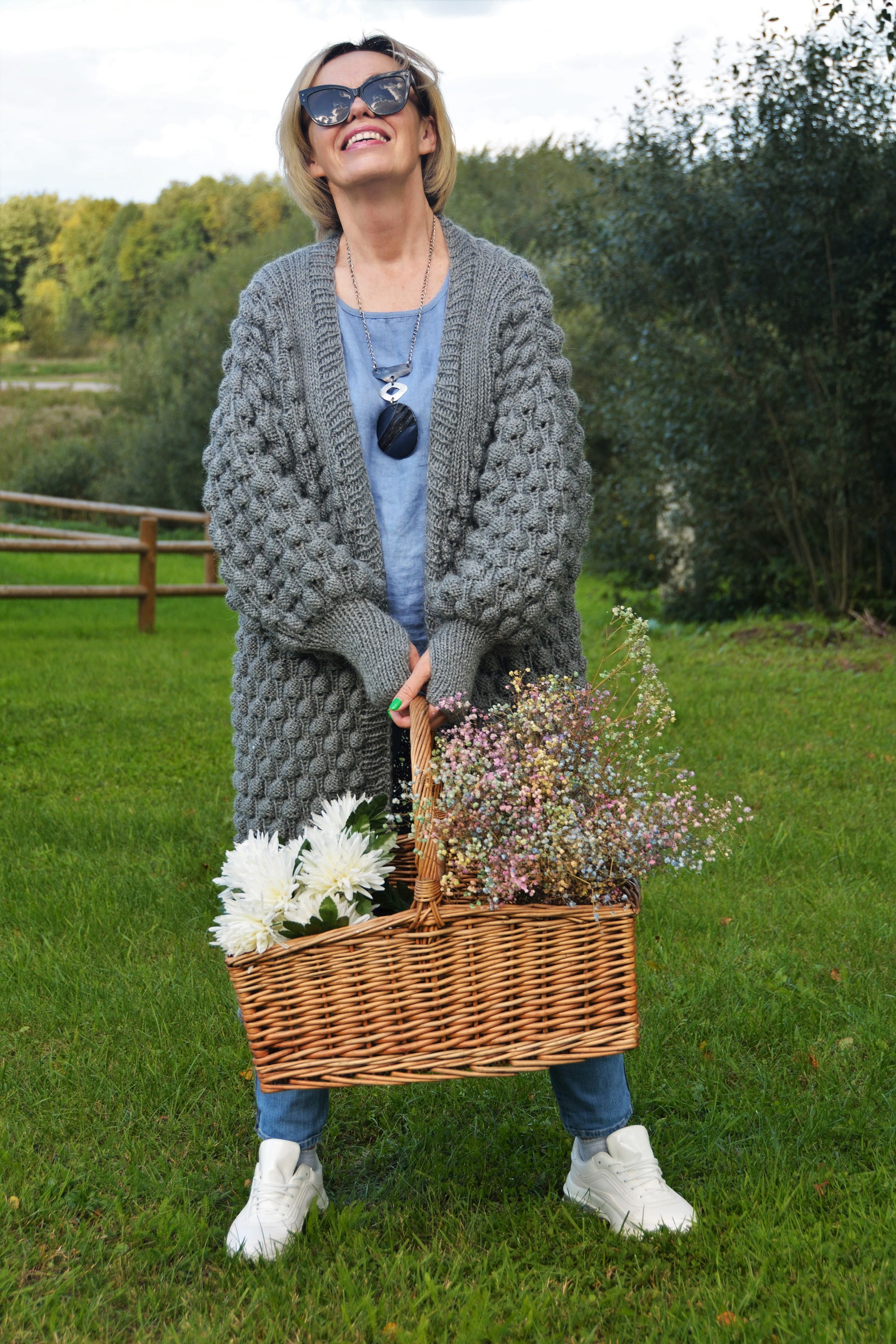 Bubble Sleeve Cardigan Knitting Pattern Bubble Grey Coat Etsy