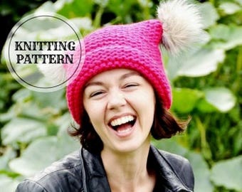Candy Pink Hat, Cat Pink Hat , Pink Cat Hat  PDF Knitting Pattern