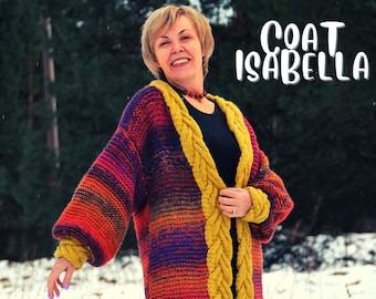 Chunky Cable Knit Cardigan Pattern, Oversized Plus Size (PDF Pattern)