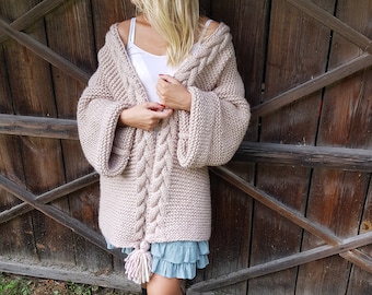 Chunky oversized knit cardigan plus size hot sale