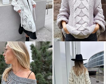 Women’s Cardigan Knitting Pattern Bundle PDF – 4 Elegant Designs