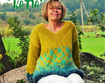 Oversize V-Neck Sweater Knitting Pattern, Bulky Yarn (PDF Pattern)