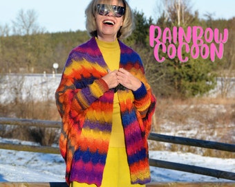 Knitted Honeycomb Shrug Pattern, Chunky Cocoon Cardigan (PDF Pattern)