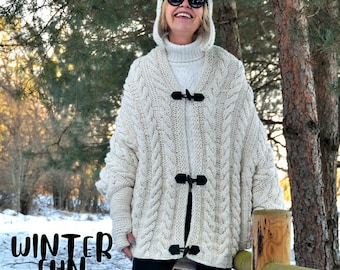 Knitted Cables Cocoon Cardigan, Knit Leg Warmers Pattern (PDF)