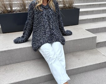 Cables Sweater MELANY, Knitted Oversized Pullover