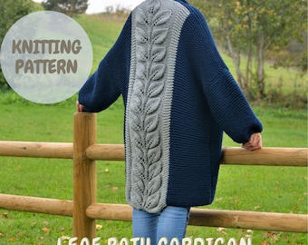 Long Cardigan Knitting Pattern, Bulky Cardigan, Knit Coat, Oversized Cardigan, Chunky Knit, Plus Size Knit