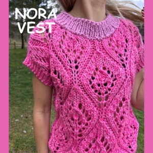 Vest Knitting Pattern, Knit Vest, Knitting Pattern with Lace-Case Leaves, Knit Top, Chunky Knitting Pattern
