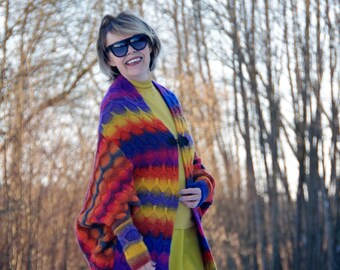 Knitted Cocoon RAINBOW, Oversized Cardigan