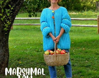 Chunky Knit Long Cardigan Pattern, Super Bulky, Easy Beginner PDF (Digital Download)