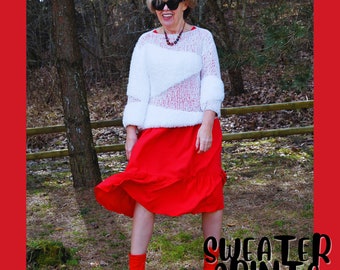 Fur Sweater Knitting Pattern, Chunky Pullover (PDF Pattern)