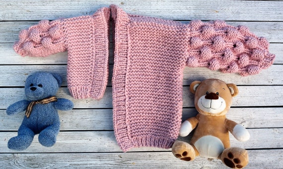 Baby and Child Bubbles Sleeve Cardigan Knitting Pattern 8 Sizes Chunky Cardigan for Baby Bulky Cardigan Chunky Bomber Baby Knit Cardigan Etsy Canada