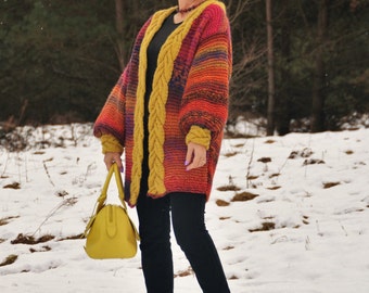 Coat IZABELLA -  knit cable coat
