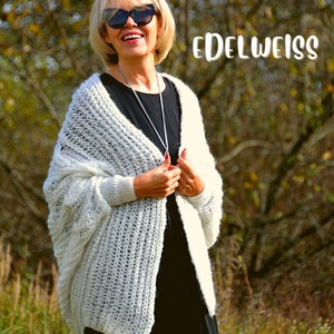 Mohair Cocoon Shrug Knitting Pattern, Wrap Cardigan, Knit Bolero, Knit Cocoon, Knit Shrug, Cable Knitting Pattern