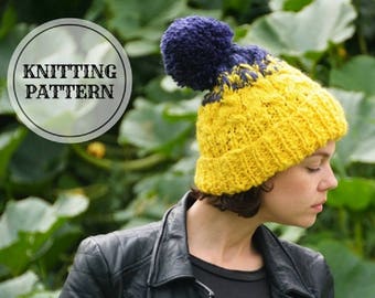 Hat and Cowl Knitting Pattern, Chunky Hat, Chunky Cowl, Winter Hat, Hat for Women Cowl for Women, Knit Hat