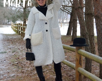 Knit Boucle Coat Knitting Pattern, Oversized Cardigan (PDF Pattern)