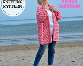 Bubble Coat-Cardigan Knitting Pattern,Cotton Cardigan,Pink Coat,Summer  Cardigan,PDF Knitting Pattern,Bulky Cardigan, Oversized