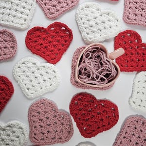 Crocheted Heart Coasters | Drink Coasters | Handmade | Love Heart Coasters | Cute Home Decor | Granny Square Heart | 100% Cotton