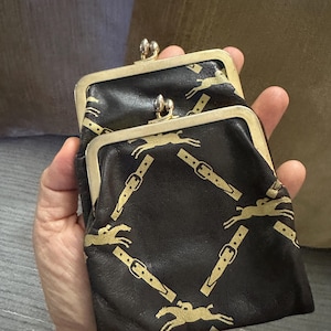 Authentische Vintage Longchamp Payterned Doppelverschluss, Geldbörse