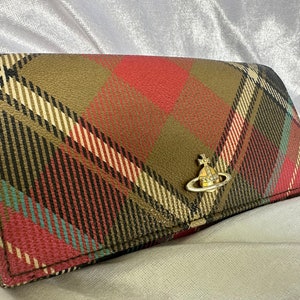 Vintage Multicolour Vivienne Westwood London Long Wallet , Genuine Leather , MADE IN ITALY