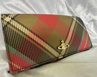 Cartera larga vintage multicolor Vivienne Westwood London, cuero genuino, HECHO EN ITALIA