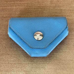 Hermes Le Vingt Quatre Epsom Portamonete in pelle blu / Portamonete Hardware in argento