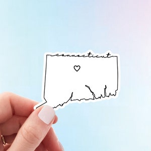 Connecticut Sticker | Minimalist Heart State Sticker | Gift for Resident of Connecticut Weatherproof Vinyl Sticker by Hello Happy Designs