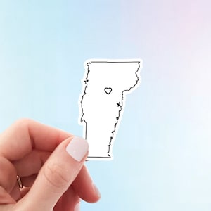 Vermont Sticker | Minimalist Heart State Sticker | Gift for Resident of Vermont Vermonter Weatherproof Vinyl Sticker by Hello Happy Designs