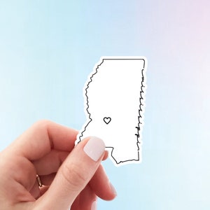 Mississippi Sticker | Minimalist Heart State Sticker | Gift for Resident of Mississippi Weatherproof Vinyl Sticker by Hello Happy Designs