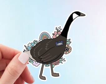 Silly Goose Sticker | Cute, Canadian Goose Floral Weatherproof Vinyl Sticker by Hello Happy Designs