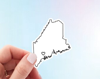 Maine Sticker | Minimalist Heart State Sticker | Gift for Resident of Maine Mainer Weatherproof Vinyl Sticker by Hello Happy Designs