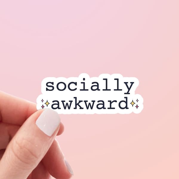 Socially Awkward Sticker | Cute, Funny, Quirky Weatherproof Vinyl Sticker by Hello Happy Designs