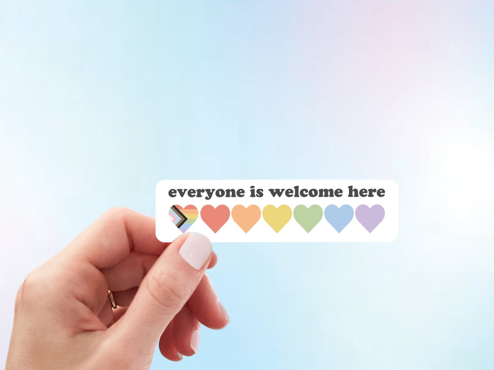 Everyone is Welcome Here Sticker Rainbow Equality Laptop - Etsy