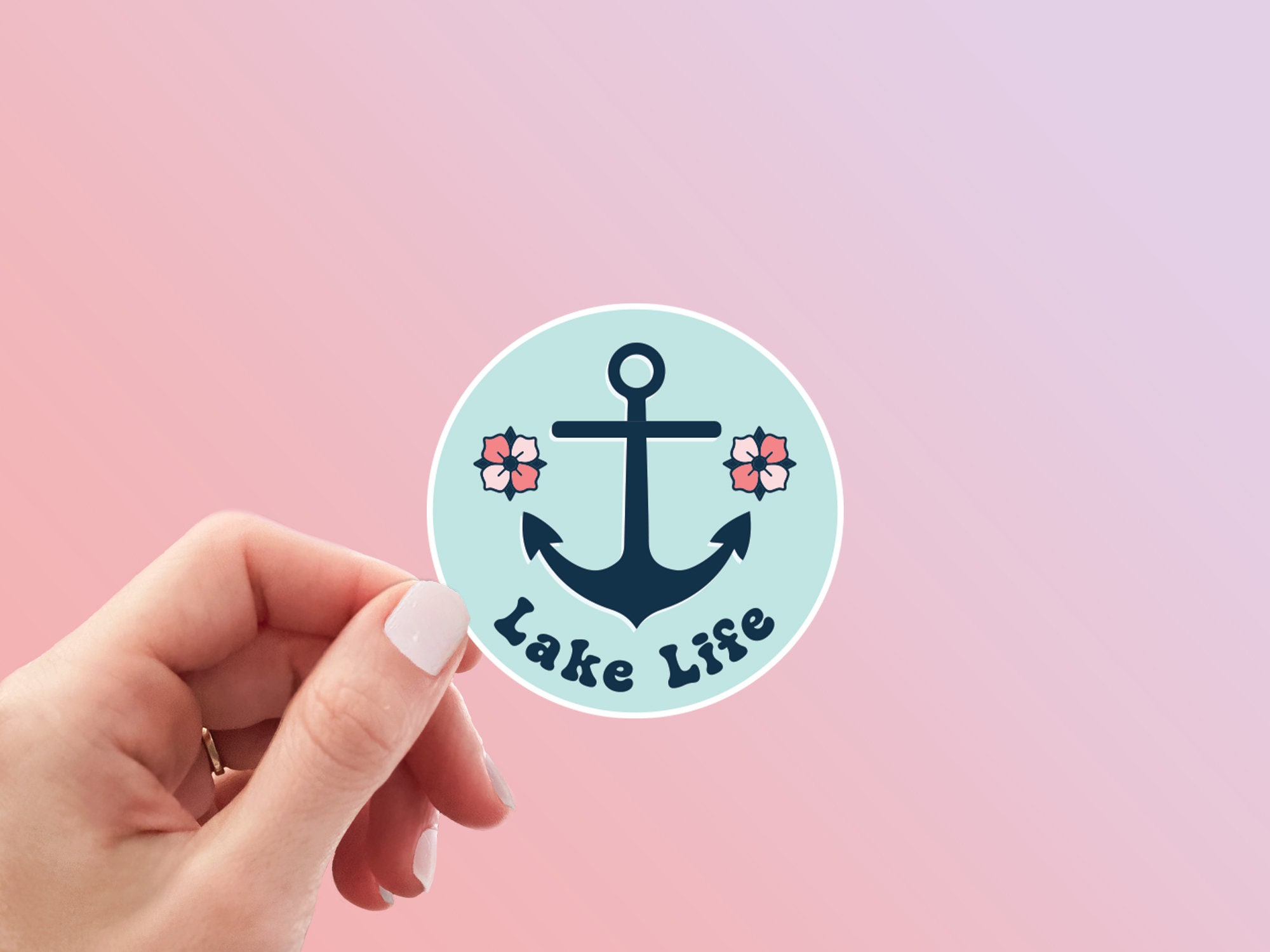 Lake Sticker Designs Lake Life Sticker | Cute Beach Anchor Lake Life Weatherproof Vinyl ...