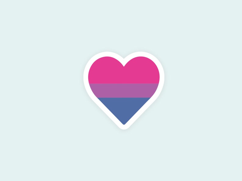 Bisexual Pride Flag Sticker | Bisexual Flag Heart Laptop Water Bottle ...