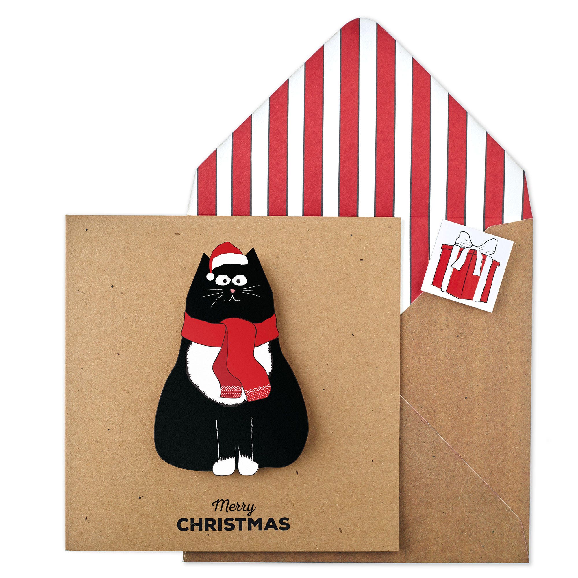 Christmas Cat Handmade Card or Multipack Unique Personalised Etsy