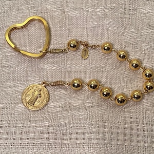 Penal Rosary: Gold Hematite with St. Benedict Medal