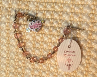 Bracelet chapelet : « Grandma's Girl », cristaux tchèques roses