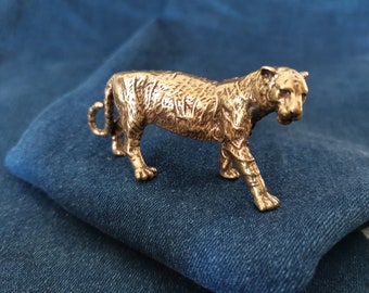 Vintage Brass Tiger Figurine, 3D Tiger Desk Decor, Retro Animal Sculpture, Unique Gift for Men & Tiger Lovers,BA9