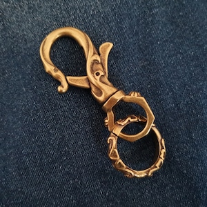 Brass Key Ring Hook,Key Hook,Custom Keychain,Leathercraft Hardware,Brass Keychain Custom,Fish Hook Key Chain,Belt Hook,Key Chain Hook image 1