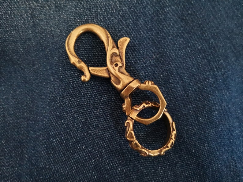 Brass Key Ring Hook,Key Hook,Custom Keychain,Leathercraft Hardware,Brass Keychain Custom,Fish Hook Key Chain,Belt Hook,Key Chain Hook image 1